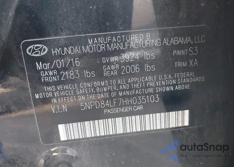 2017 Hyundai Elantra Se from USA, damaged, VIN 5NPD84LF7HH035103